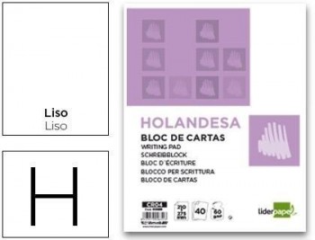 Bloc de cartas liderpapel holandesa 40 hojas 60g/m2 (Liso / Rayado Horizontal)