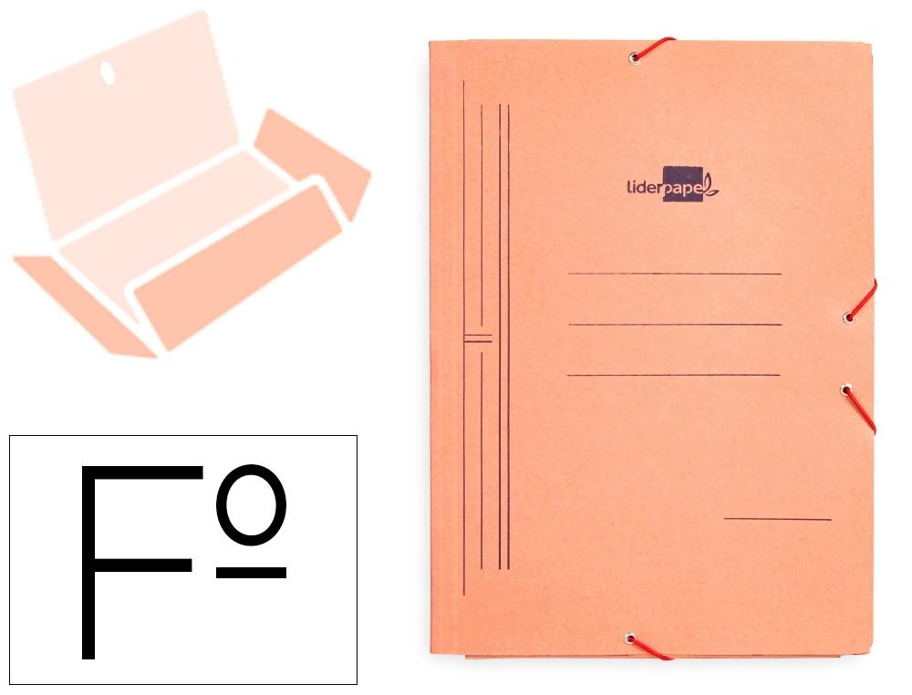 CARPETA LIDERPAPEL GOMAS "T/FOLIO" CARTON COMPACTO "CUERO" "CON 3 SOLAPAS"