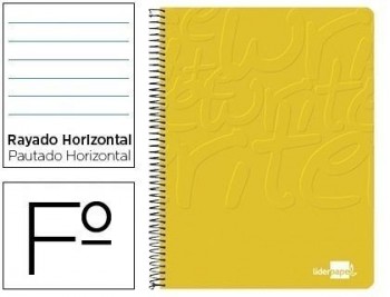 Cuaderno espiral liderpapel folio write tapa blanda 80h 60gr horizontal con margen color amarillo