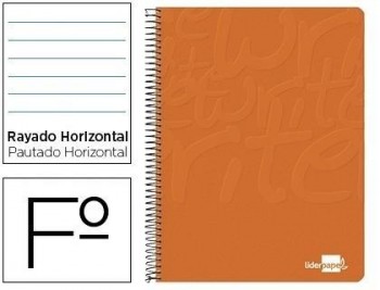 Cuaderno espiral liderpapel folio write tapa blanda 80h 60gr horizontal con margen color naranja