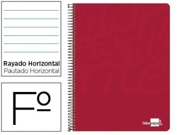 Cuaderno espiral liderpapel folio write tapa blanda 80h 60gr horizontal con margen color rojo