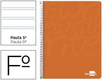 Cuaderno espiral liderpapel folio write tapa blanda 80h 60gr pauta 2,5 mm con margen color naranja