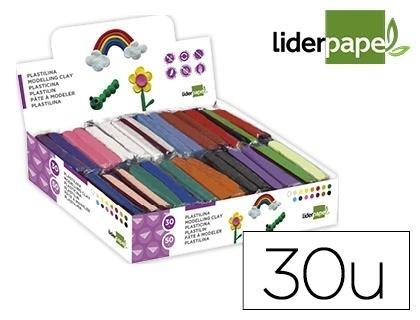 Plastilina liderpapel en barras de 50 gramos - caja de 30 unidades colores surtidos