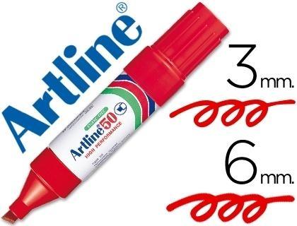 Rotulador artline marcador permanente ek-50 rojo -punta biselada 6 mm -papel metal y cristal