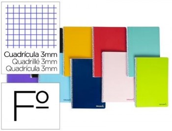 Cuaderno espiral liderpapel folio smart tapa blanda 80h 60gr cuadro 3 mm con margen colores surtidos