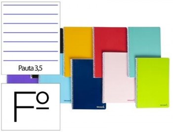 Cuaderno espiral liderpapel folio smart tapa blanda 80h 60gr pauta 3,5mm con margen colores surtidos