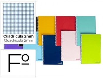 Cuaderno espiral liderpapel folio smart tapa blanda 80h 60gr milimetrado 2mm colores surtidos