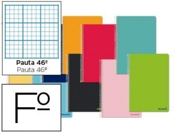 Cuaderno espiral liderpapel folio smart tapa blanda 80h 60gr rayado n 46 colores surtidos