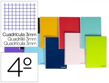 Cuaderno espiral liderpapel cuarto smart tapa blanda 80h 60gr 3mm con margen colores surtidos