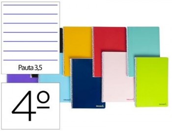 Cuaderno espiral liderpapel cuarto smart tapa blanda 80h 60gr pauta 3,5mm con margen colores surtido