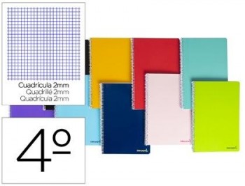 Cuaderno espiral liderpapel cuarto smart tapa blanda 80h 60gr milimetrado 2mm colores surtidos