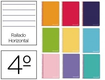 Cuaderno espiral liderpapel cuarto witty tapa dura 80h 75gr rayado horizontal 8mm con margen colores