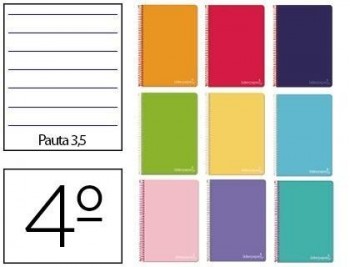 Cuaderno espiral liderpapel cuarto witty tapa dura 80h 75gr pauta ancha 3,5mm con margen colores sur