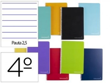 Cuaderno espiral liderpapel cuarto witty tapa dura 80h 75gr pauta estrecha 2,5mm conmargen colores s