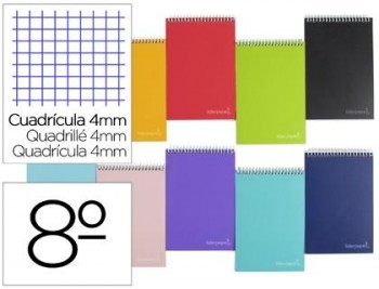 Cuaderno espiral liderpapel bo lsillo octavo apaisado witty tapa dura 80h 75gr cuadro 4mm colores su