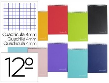 Cuaderno espiral liderpapel bo lsillo doceavo apaisado witty tapa dura 80h 75gr cuadro 4mm colores s