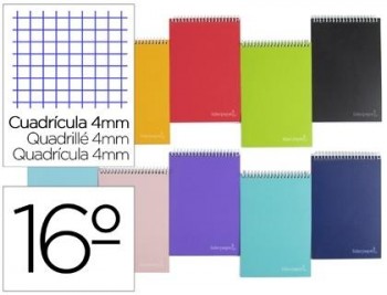 Cuaderno espiral liderpapel bo lsillo dieciseiavo apaisado witty tapa dura dura 80h 60 gr cuadro 4 m