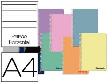 Cuaderno espiral liderpapel a4 wonder tapa plastico 80h 90gr rayado horizontal con margen colores su