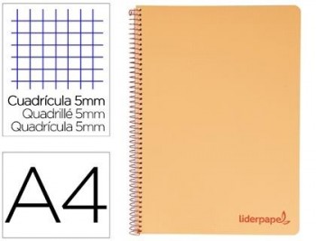 Cuaderno espiral liderpapel a4 micro wonder tapa plastico 120h 90 gr cuadro 5 mm 5 banda4 taladros c