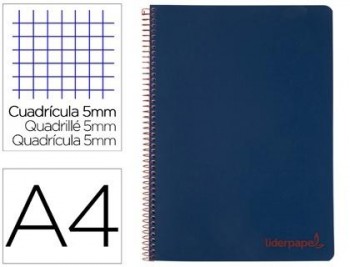 Cuaderno espiral liderpapel a4 micro wonder tapa plastico 120h 90 gr cuadro 5 mm 5 banda4 taladros c