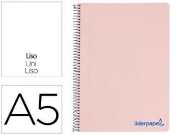 Cuaderno espiral liderpapel a5 micro wonder tapa plastico 120h 90g cuadro 5mm 5 bandas 6 taladros co