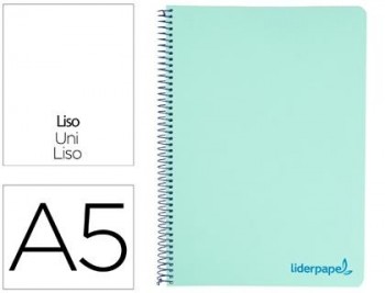 Cuaderno espiral liderpapel a5 micro wonder tapa plastico 120h 90g cuadro 5mm 5 bandas 6 taladros co