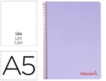 Cuaderno espiral liderpapel a5 micro wonder tapa plastico 120h 90g cuadro 5mm 5 bandas 6 taladros co