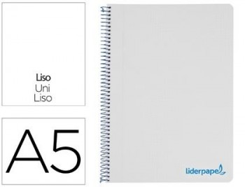 Cuaderno espiral liderpapel a5 micro wonder tapa plastico 120h 90g cuadro 5mm 5 bandas 6 taladros co