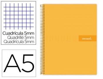 Cuaderno espiral liderpapel a5 micro crafty tapa forrada 120h 90 gr cuadro 5mm 5 bandas6 taladros co