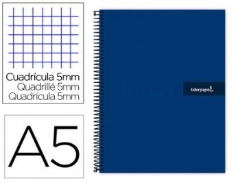 Cuaderno espiral liderpapel a5 micro crafty tapa forrada 120h 90 gr cuadro 5mm 5 bandas6 taladros co