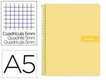 Cuaderno espiral liderpapel a5 micro crafty tapa forrada 120h 90 gr cuadro 5mm 5 bandas6 taladros co