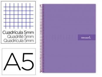 Cuaderno espiral liderpapel a5 micro crafty tapa forrada 120h 90 gr cuadro 5mm 5 bandas6 taladros co