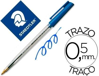 Boligrafo staedtler stick azul con capuchon VARIOS COLORES