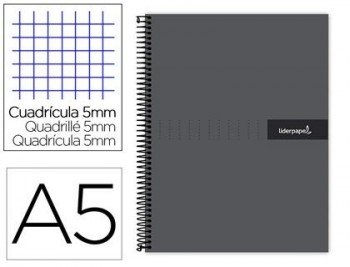 Cuaderno espiral liderpapel a5 micro crafty tapa forrada 120h 90 gr cuadro 5mm 5 bandas6 taladros co