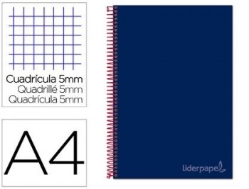 Cuaderno espiral liderpapel a4 micro jolly tapa forrada 140h 75 gr cuadro 5mm 5 bandas 4 taladros co