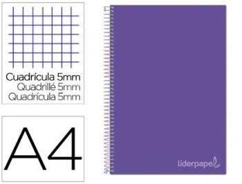 Cuaderno espiral liderpapel a4 micro jolly tapa forrada 140h 75 gr cuadro 5mm 5 bandas 4 taladros co