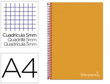 Cuaderno espiral liderpapel a4 micro jolly tapa forrada 140h 75 gr cuadro 5mm 5 bandas4 taladros col