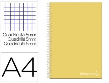 Cuaderno espiral liderpapel a4 micro jolly tapa forrada 140h 75 gr cuadro 5mm 5 bandas4 taladros col