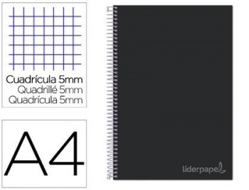 Cuaderno espiral liderpapel a4 micro jolly tapa forrada 140h 75 gr cuadro 5mm 5 bandas 4 taladros co