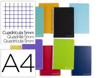 Cuaderno espiral liderpapel a4 micro witty tapa dura 140h 75gr cuadro 5mm 5 bandas 4 taladros colore