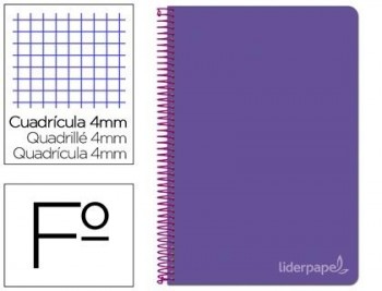 Cuaderno espiral liderpapel folio witty tapa dura 80h 75gr cuadro 4mm con margen color violeta