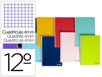 Cuaderno espiral liderpapel bolsillo doceavo smart tapa blanda 80h 60gr cuadro 4mm colores surtidos