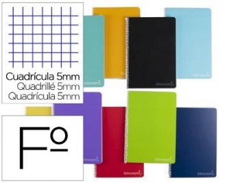 Cuaderno espiral liderpapel folio witty tapa dura 80h 75gr cuadro 5mm con margen colores surtidos