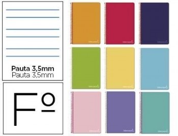 Cuaderno espiral liderpapel folio witty tapa dura 80h 75gr pauta 3,5mm con margen colores surtidos