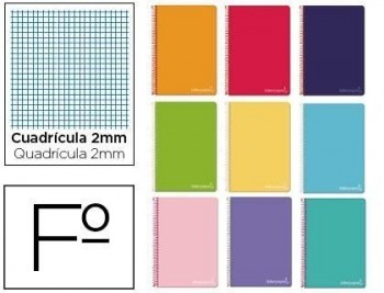 Cuaderno espiral liderpapel folio witty tapa dura 80h 75gr milimetrado 2mm colores surtidos