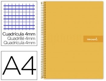 Cuaderno espiral liderpapel a4 crafty tapa forrada 80h 90 gr cuadro 4mm con margen color naranja