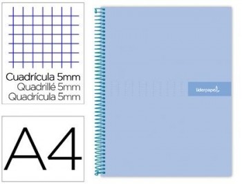 Cuaderno espiral liderpapel a4 micro crafty tapa forrada 120h 90 gr cuadro 5 mm 5 bandas 4 colores c