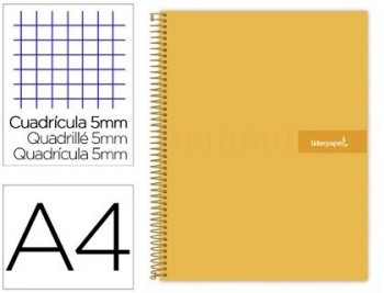 Cuaderno espiral liderpapel a4 micro crafty tapa forrada 120h 90 gr cuadro 5 mm 5 bandas 4 colores c