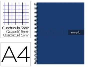 Cuaderno espiral liderpapel a4 micro crafty tapa forrada 120h 90 gr cuadro 5 mm 5 bandas 4 colores c