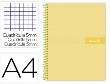 Cuaderno espiral liderpapel a4 micro crafty tapa forrada 120h 90gr cuadro 5mm 5 bandas 4 taladros co